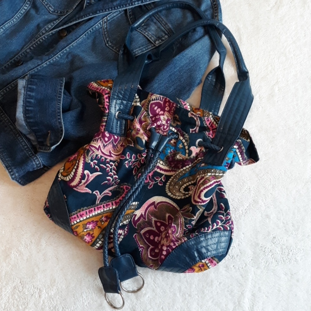 SALE! Cute Print Bag with Faux Leather Trim
